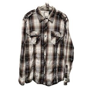 BKE Men's XL Plaid Pearl Snap Shirt Multicolor Long Sleeve Athletic Fit Western